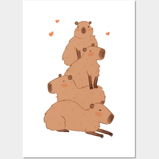 Capybara pile - a cute stack of Capybaras Posters and Art